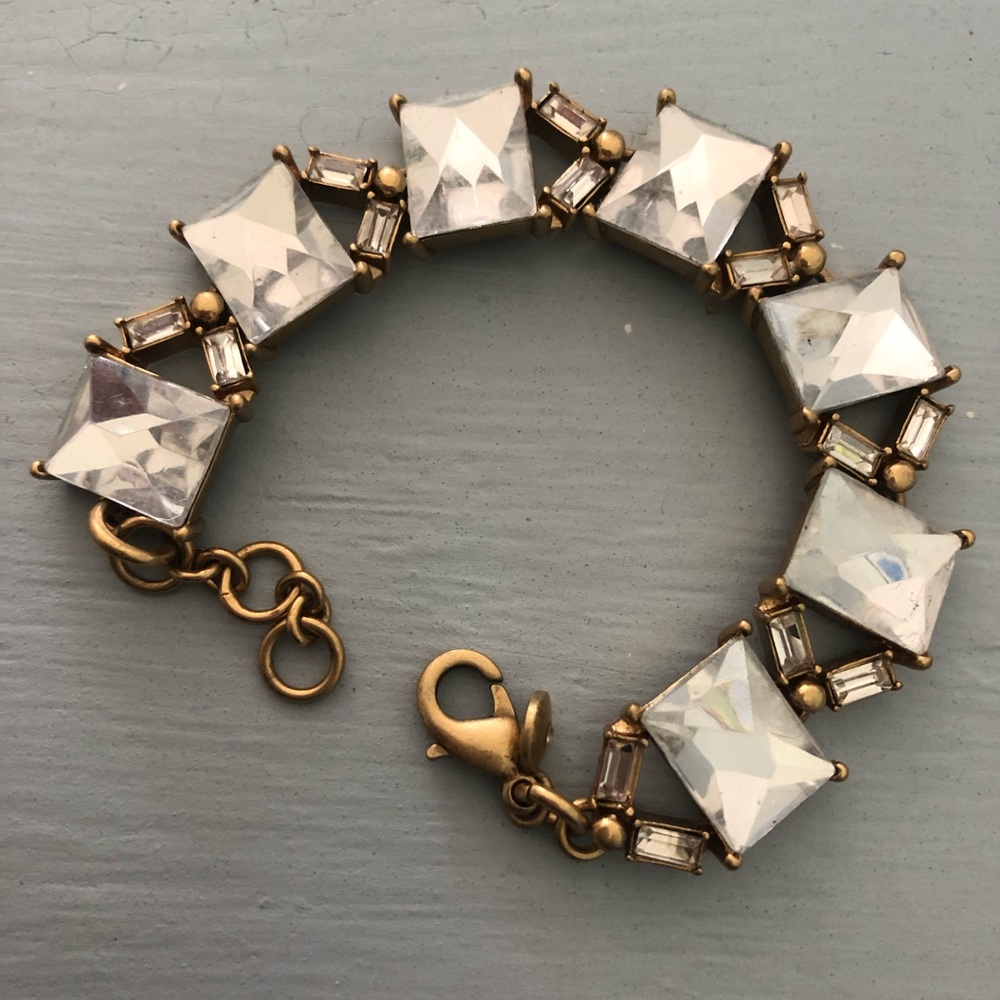 J. Crew Gold Rhinestone Link Bracelet